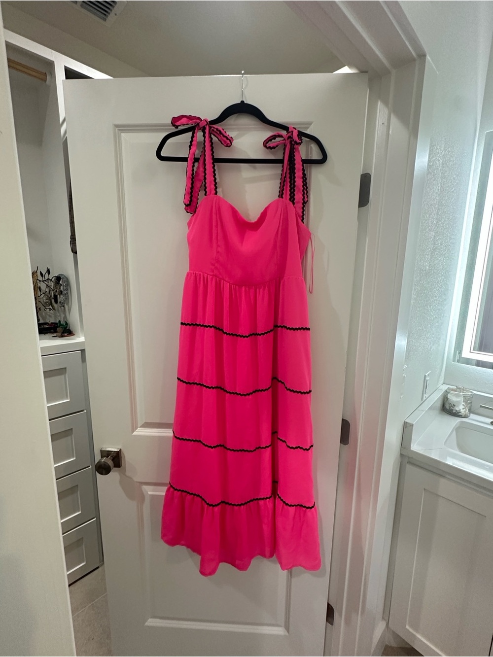 TCEC Vibrant Hot Pink Dress with Black Trim